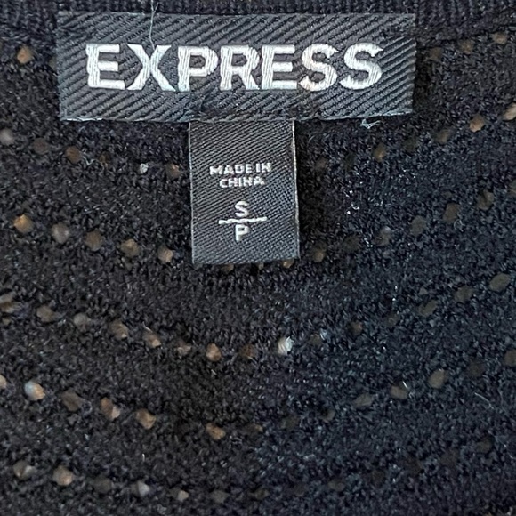 Express Tunic Sweater Open Knit Scoop Neck Asymmetrical Hem Pullover Black Small - Picture 4 of 7